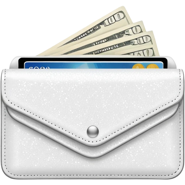 glitter white wallet with money and card emoji