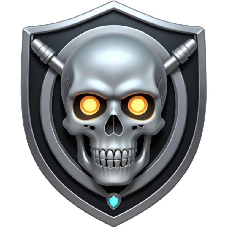 Futuristic shield badge, metallic tubes entwined, skull center, dark anime 90s style, no background emoji
