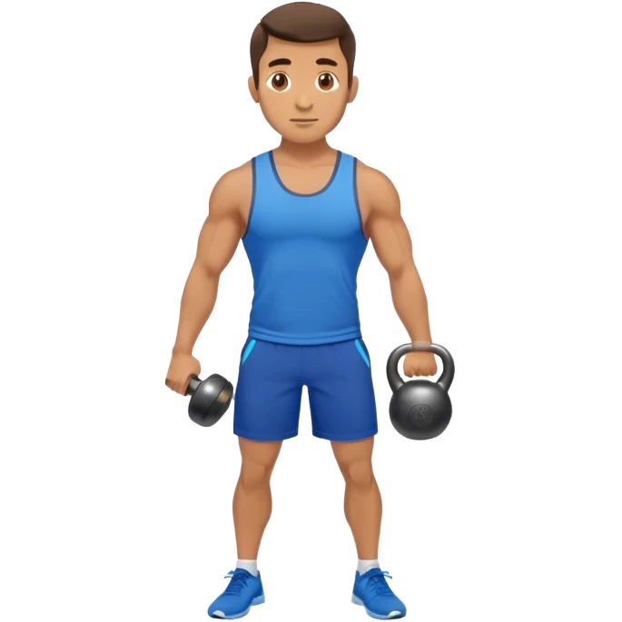 athletic man with blue shorts holding kettlebell emoji