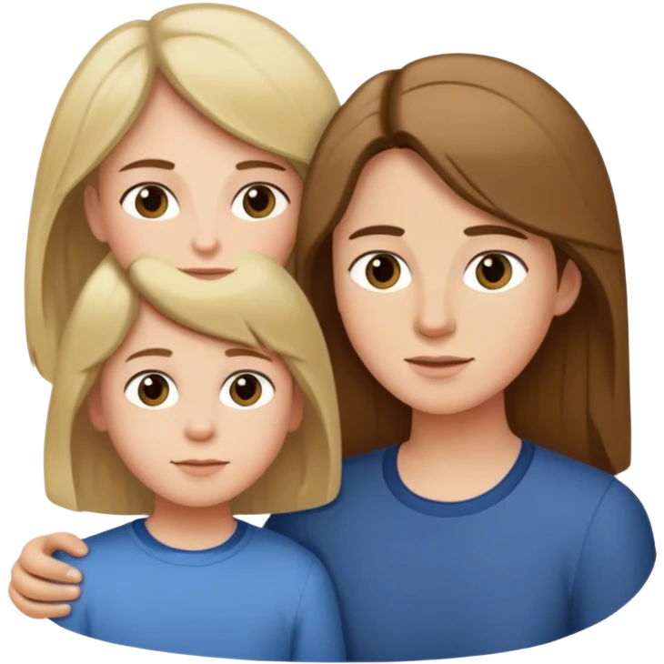 Mother and son . The mother has long brown hair and the boy has short blond hair  emoji