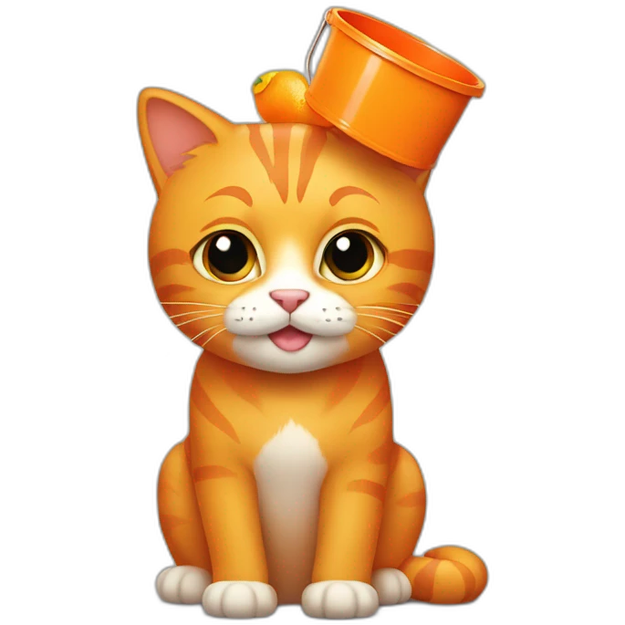 Orange cat with an orange bucket on its head emoji