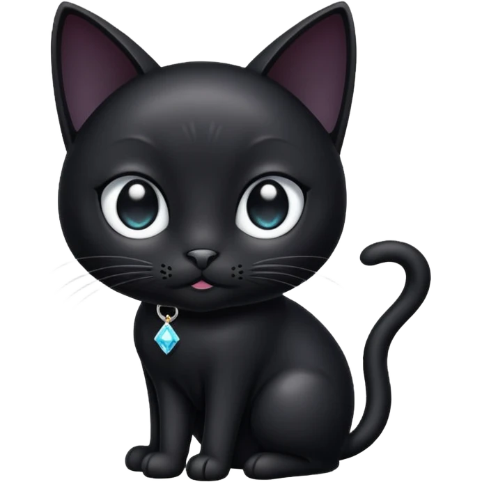 black cat with a small diamond  emoji