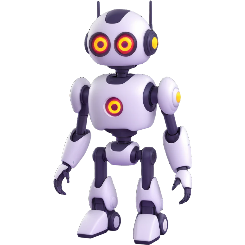 futuristic robot with glowing eyes, 3D style emoji