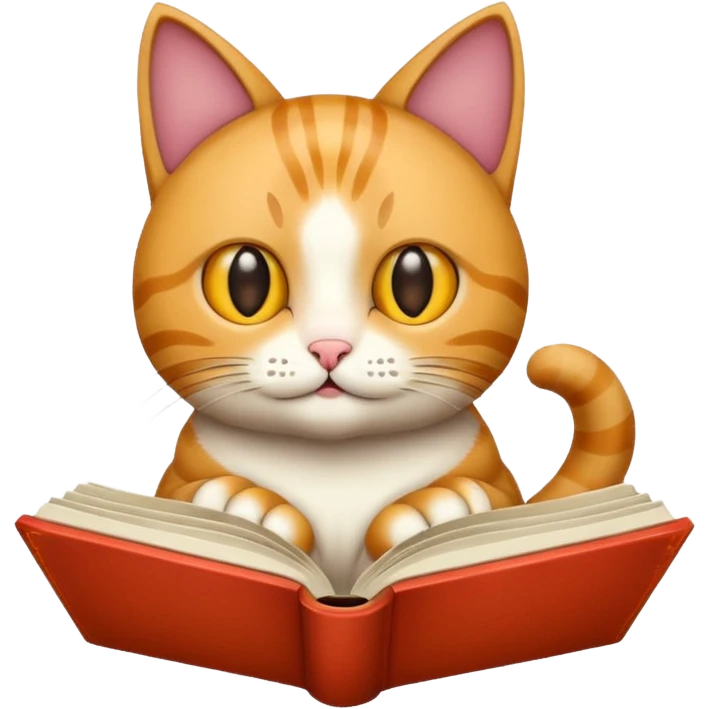 Cat reading book emoji