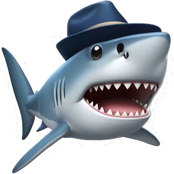 shark with hat emoji