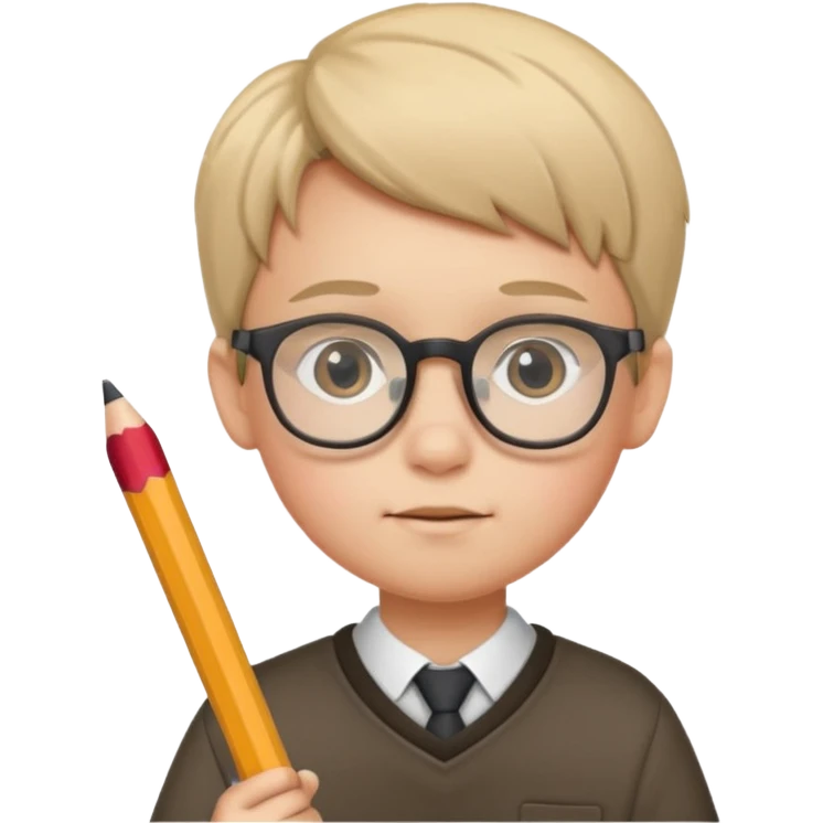 boy kid with glasses → holding a pencil emoji