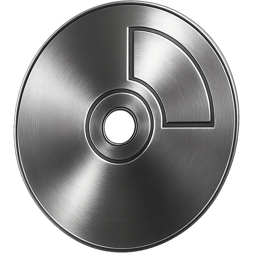 A minimalist CD disc with geometric pattern, glowing effect, purple color. emoji