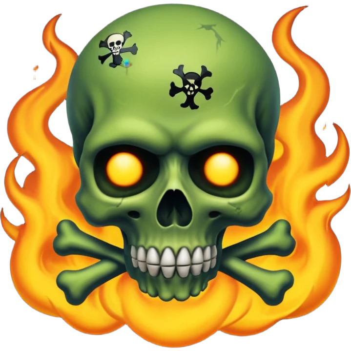 
a poisonous cloud of gas, dark swamp color, with an image of a skull and two crossed bones behind the skull emoji