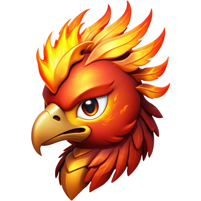 Cinematic Battle-Hardened Mystical Fire Phoenix Portrait Emoji, head tilted dramatically with a defiant, almost mocking smirk. Featuring a striking, rugged form with intensely scarred, flame-scorched feathers and eyes that burn with warrior-like fury, this phoenix embodies unapologetic badassery. Rendered with vibrant, lifelike textures and dynamic, contrasting shadows, high shine, and a bold soft glowing outline, it captures the essence of a phoenix ready to rise and scorch any challenge with battle-hardened might. emoji