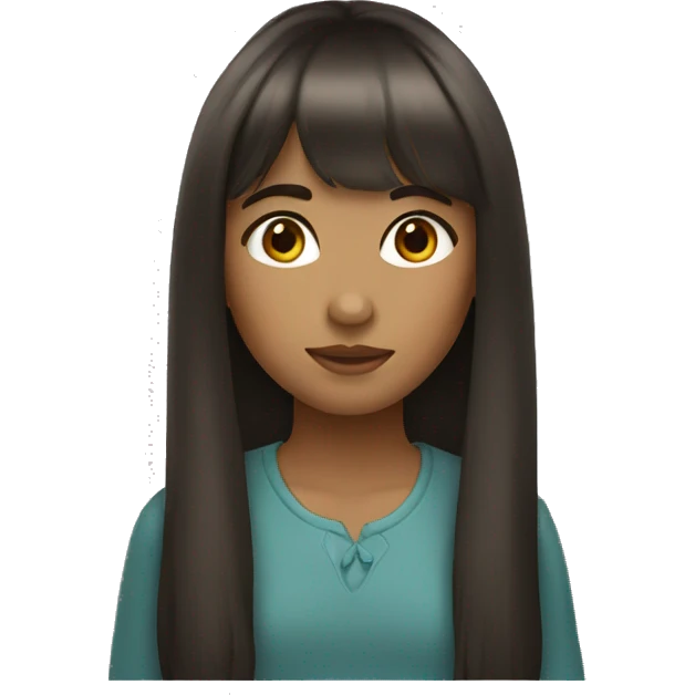 a girl with bangs long hair and brown eyes emoji