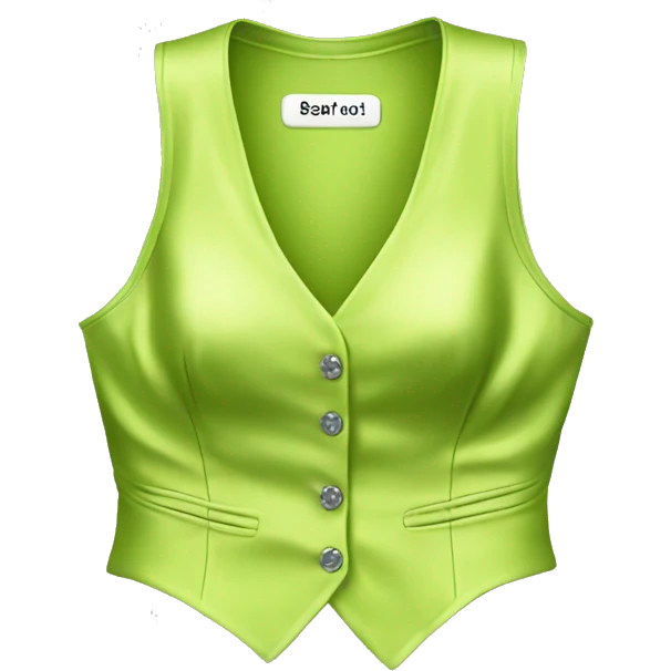 Realistic isolated lime green silk feminine fashion hater top vest. emoji