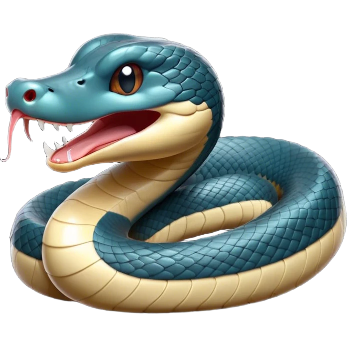 Cinematic Cute Yawning Chinese Water Snake Portrait Emoji, Head tilted slightly with a dramatic, wide-open yawn, showcasing a soft, glossy scaled body with gently drooping edges and half-closed, drowsy eyes, Simplified yet irresistibly adorable features, highly detailed, glowing with a soft, cozy aquatic glow, high shine, relaxed yet expressive, stylized with a dash of waterborn charm, soft glowing outline, capturing the essence of a sleepy yet affectionate water snake that seems ready to stretch out and rest in its watery domain! emoji