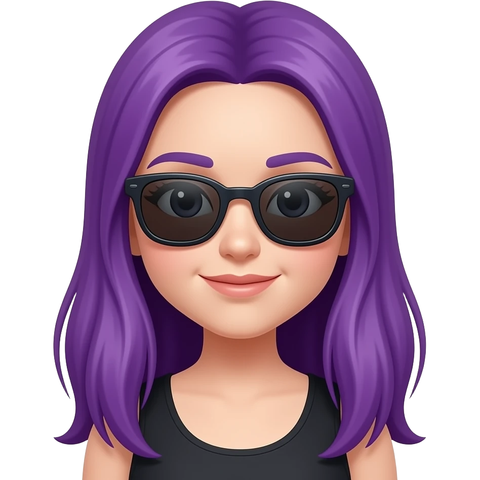 GIRL WITH LONG PURPLE HAIR WITH SUNGLASSES emoji