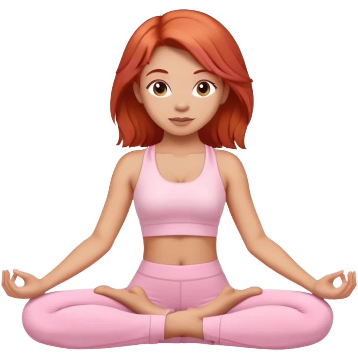 red headed yoga girl light pink clothes  emoji
