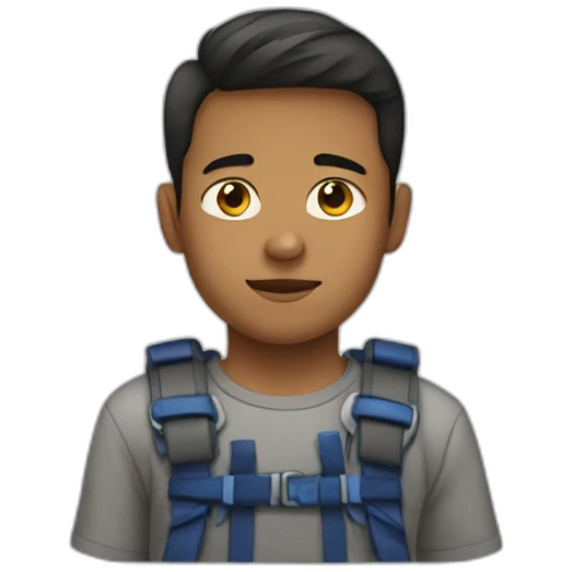 boy mixrace in perpendicular on drawbar emoji