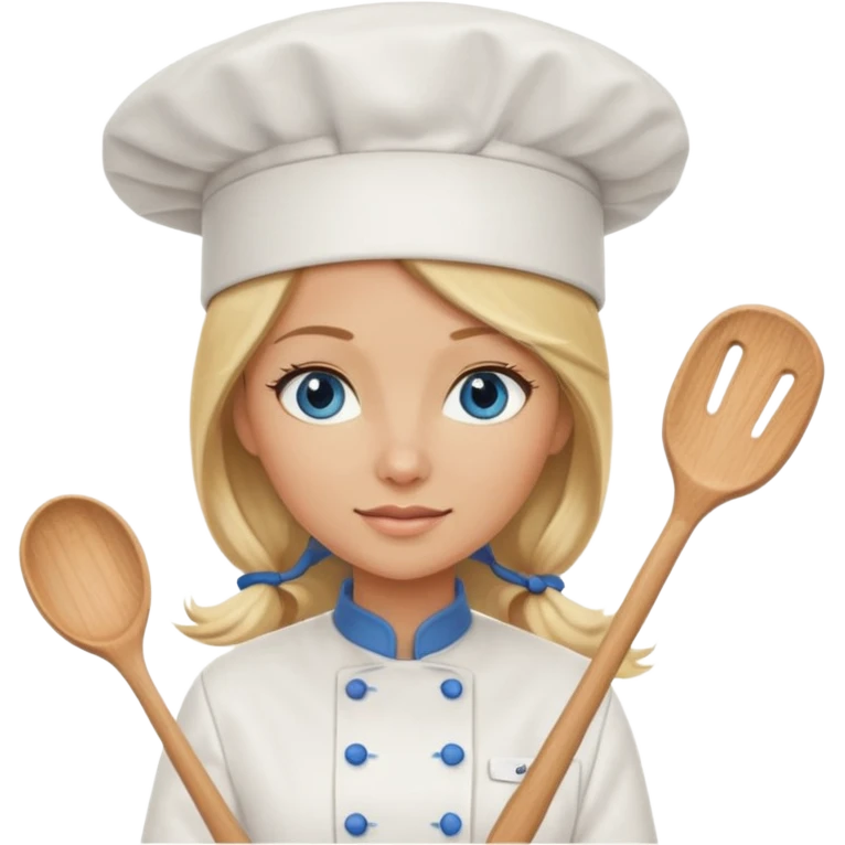 Sexy Long Blonde hair blue eyed female chef emoji