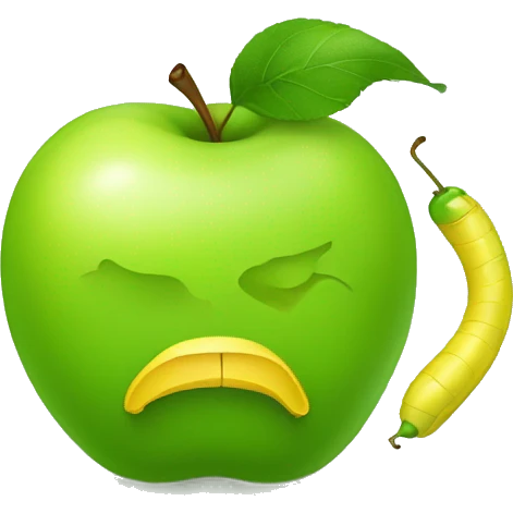 Green apple with yellow worm emoji
