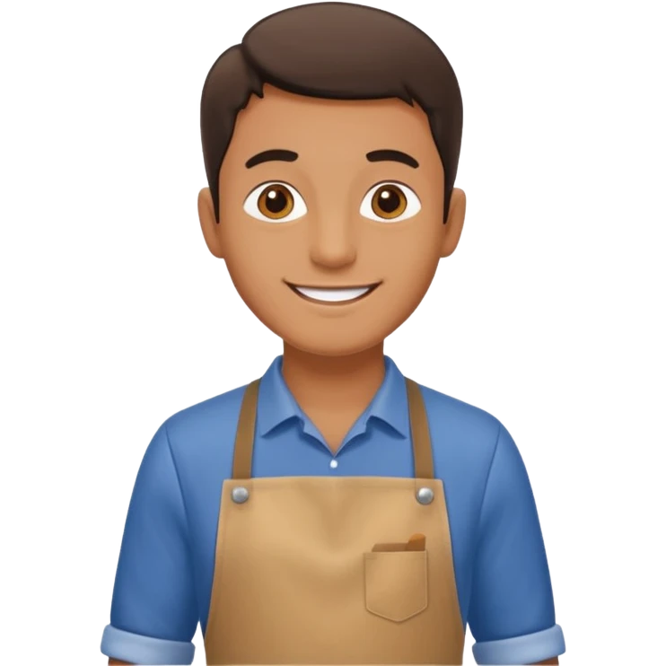 Happy man working in a supermarket emoji