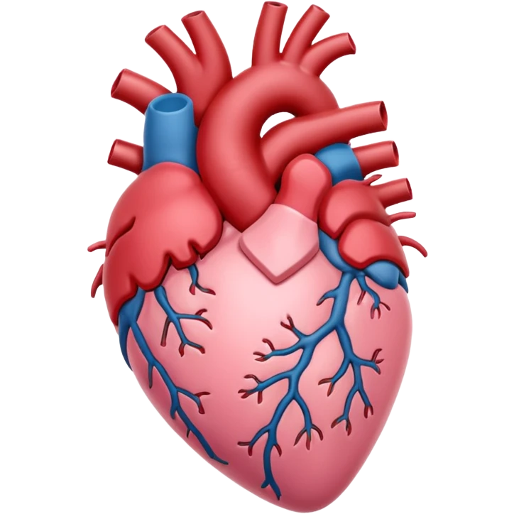 Anatomical heart, soft pink color from reference, light, iOS emoji style emoji