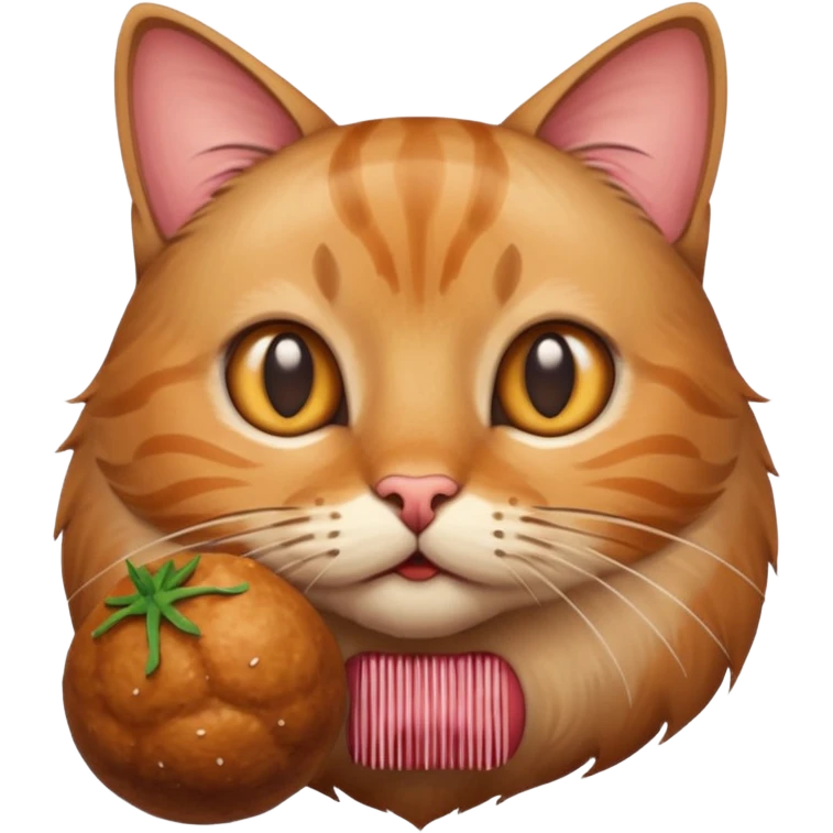 Katze mit einer großen Frikadelle emoji