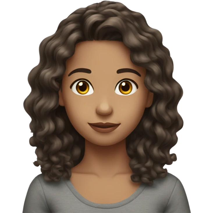 Young model brunet wavy hair  emoji