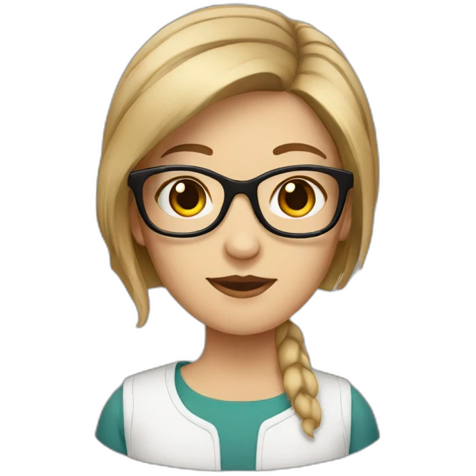 White girl with glasses straight brown mid-short hair emoji