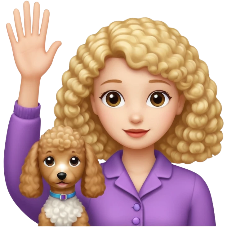 Poodle And girl say goodbye emoji
