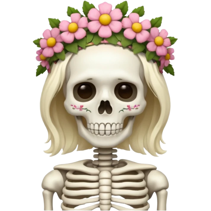 skeleton with flower crown emoji