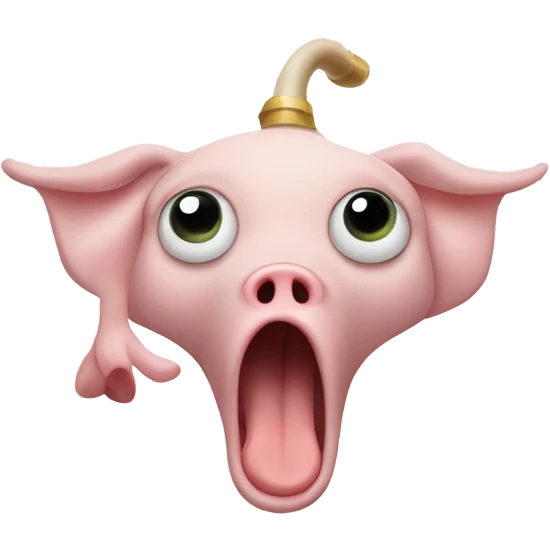 A horn honking with a surprised face and pig feet  emoji