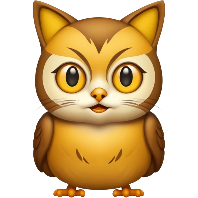 Buho gato amarillo marron emoji