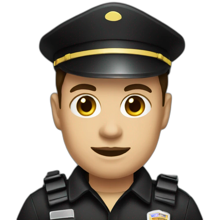 brunette security guard with black clothe emoji