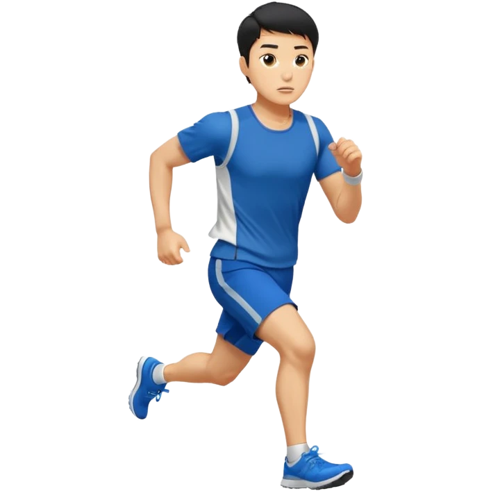 a korean guy about 30 years old, running with sportswear, sweating emoji