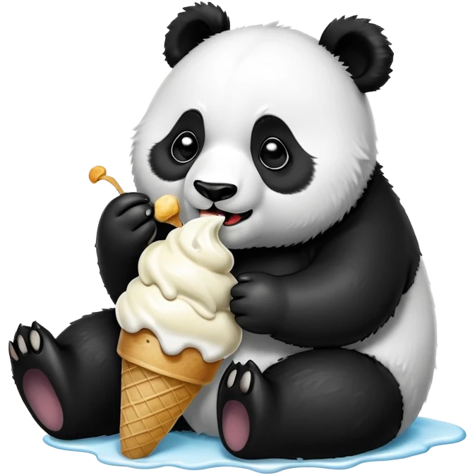 Panda eating ice cream emoji
