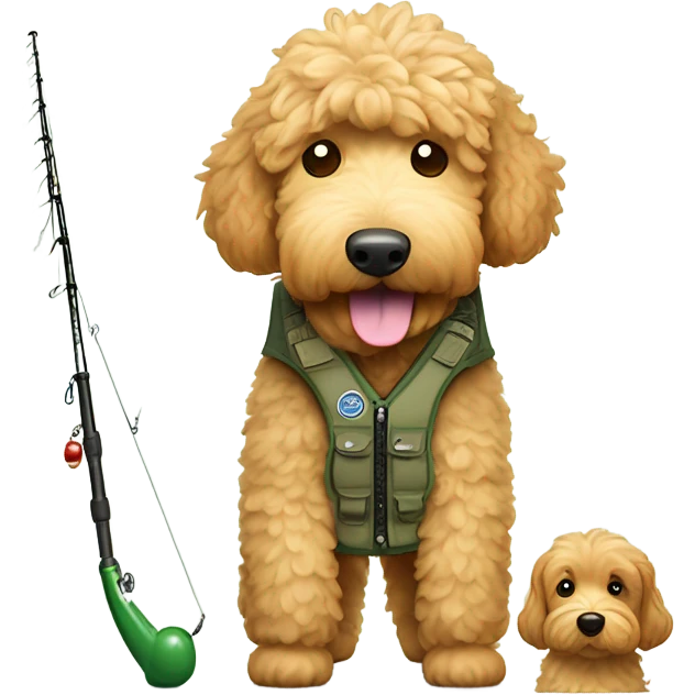 Golden doodle fishing gear emoji