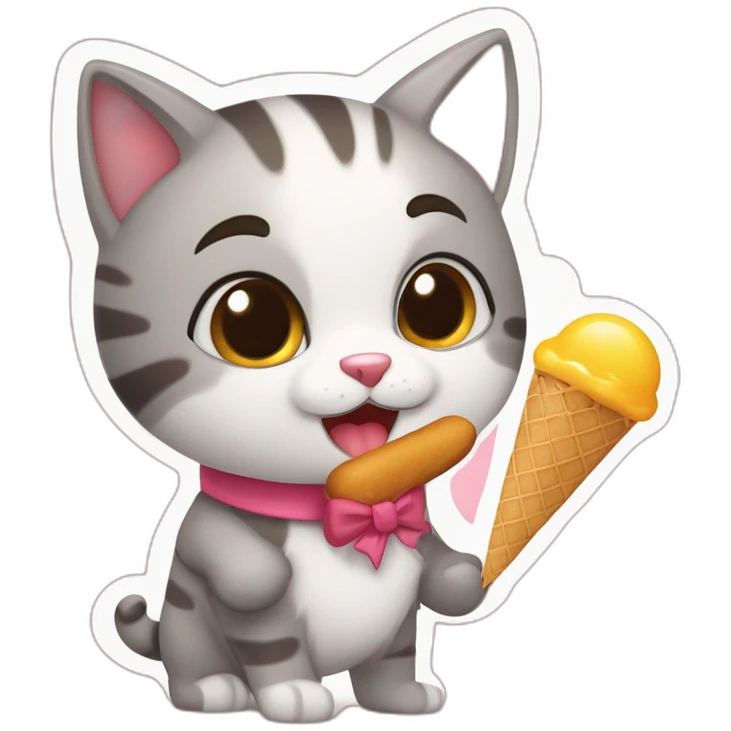 um gato comendo um sorvete dançando macarena comprando bitinino em cima de um cachorro emoji