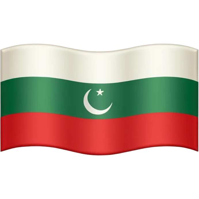  a horizontal tricolor of green, white, and red. The green stripe features the Shahada (Islamic declaration of faith) in white Arabic script emoji
