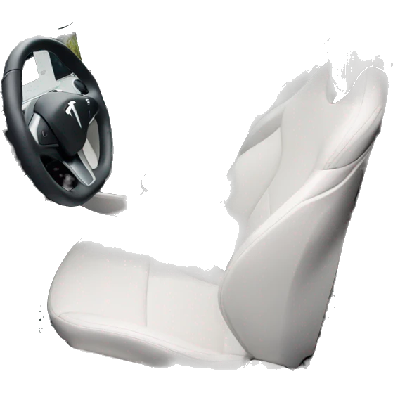 White stearing wheel Tesla model 3 interior view emoji