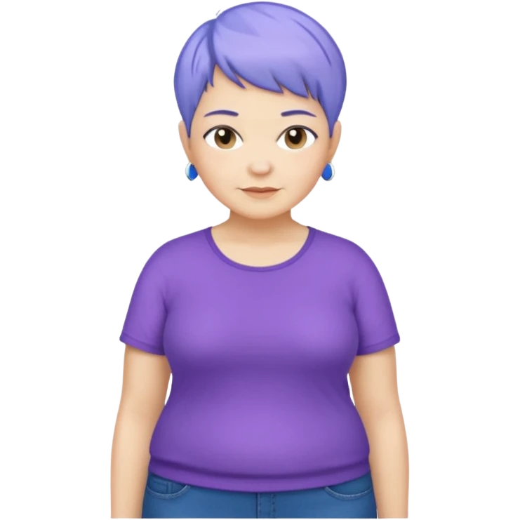 mujer mayor un poco gorda pelo azul o morado pixie cut barriobajera emoji