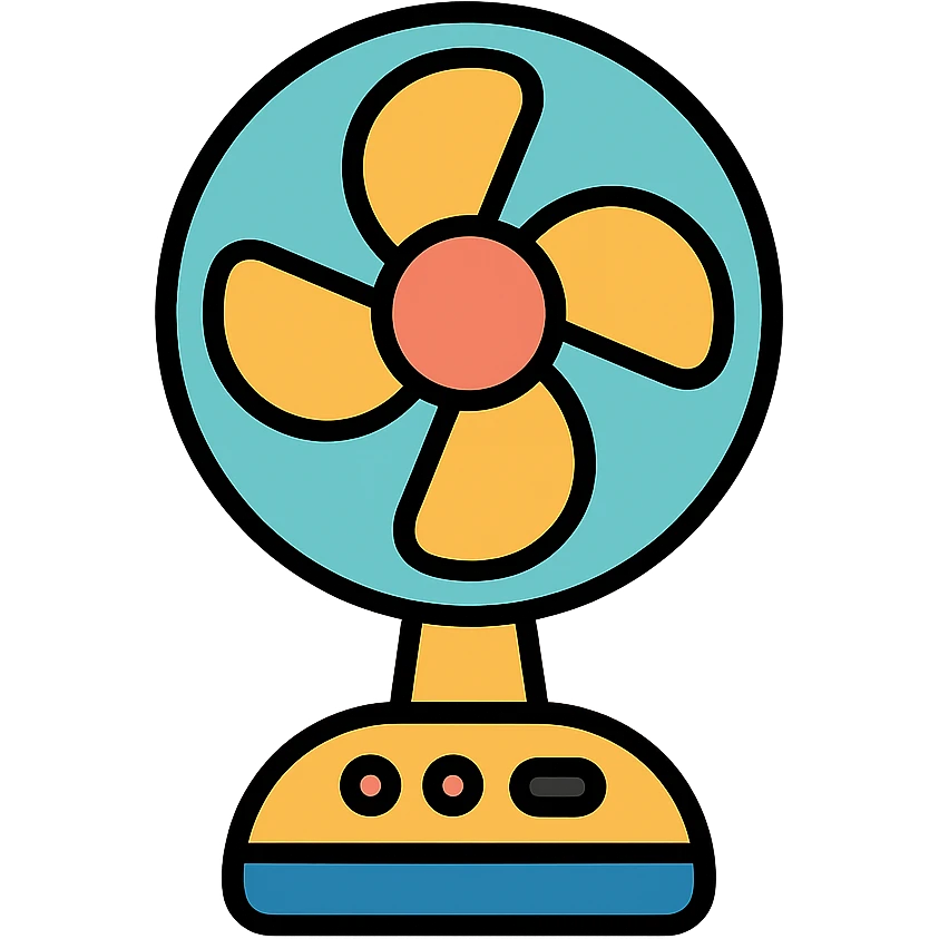 electric fan, color outline icon style, clean lines, modern look emoji