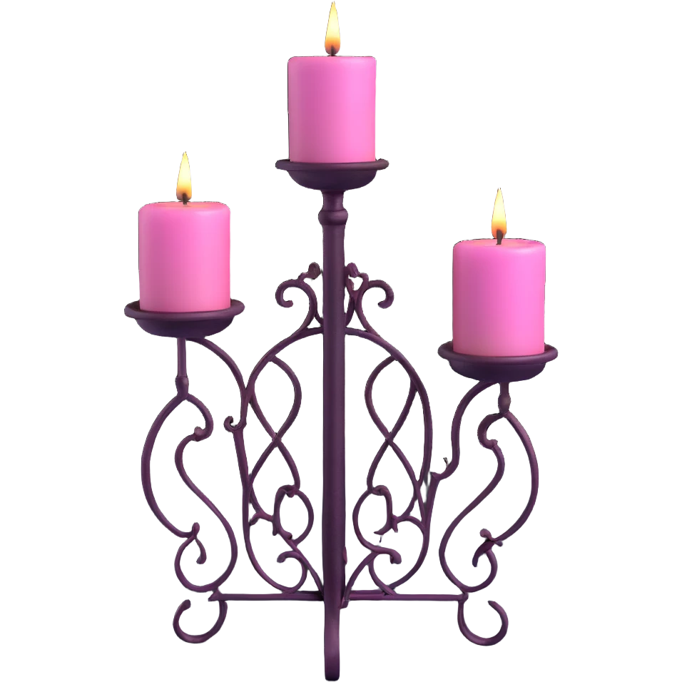 3D gothic candle holder with pink wax, wrought iron emoji