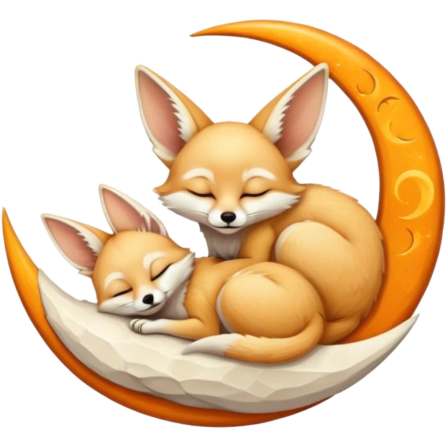 fennec sleeping on a moon sickle  emoji