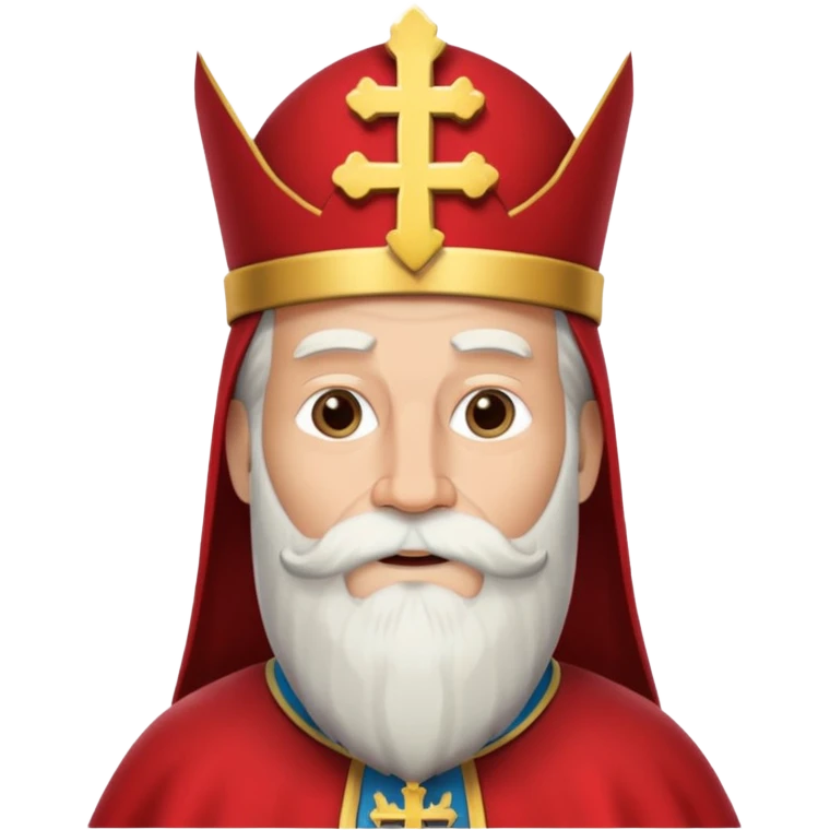 Sinterklaas met een lange witte baard en een meiter met een kruis erop emoji