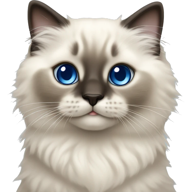 Seal colorpoint ragdoll kitten with brown nose and sapphire blue eyes emoji