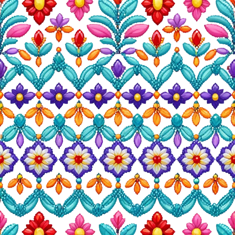 Create an icon that represents the hobby of beadwork. The design should feature colorful beads or a beadwork pattern. The icon should be clear, simple, and visually striking, with vibrant colors that reflect the artistic and creative nature of the hobby. The background should be transparent. emoji