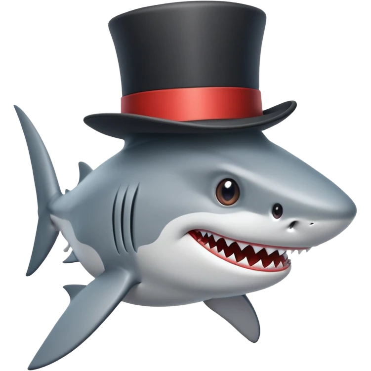Shark with a top hat emoji