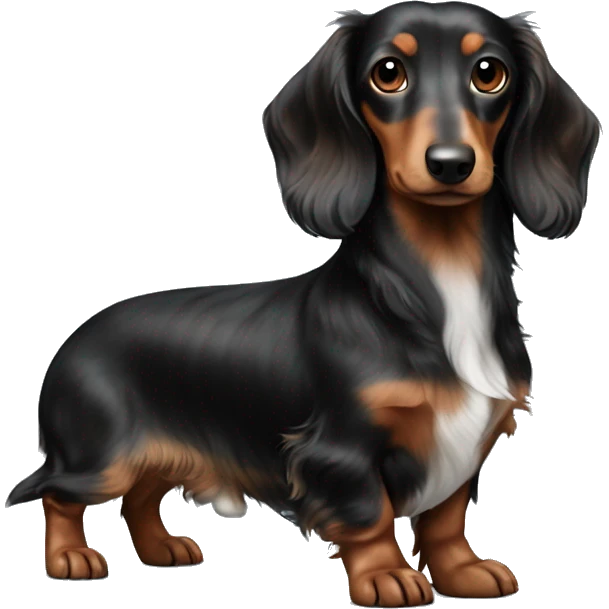 Black & brown Merle long haired Dachshund full body emoji