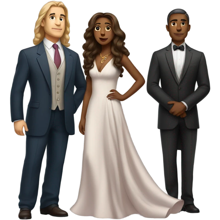 Beautiful woman and two men emoji