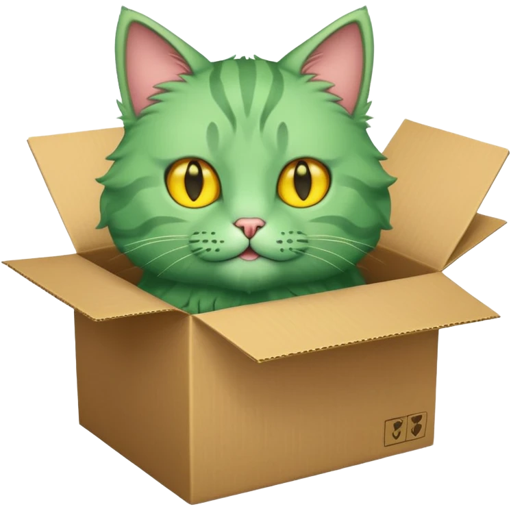 green cat in box emoji