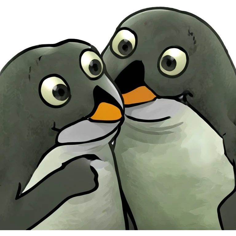 Two penguins hugging  emoji