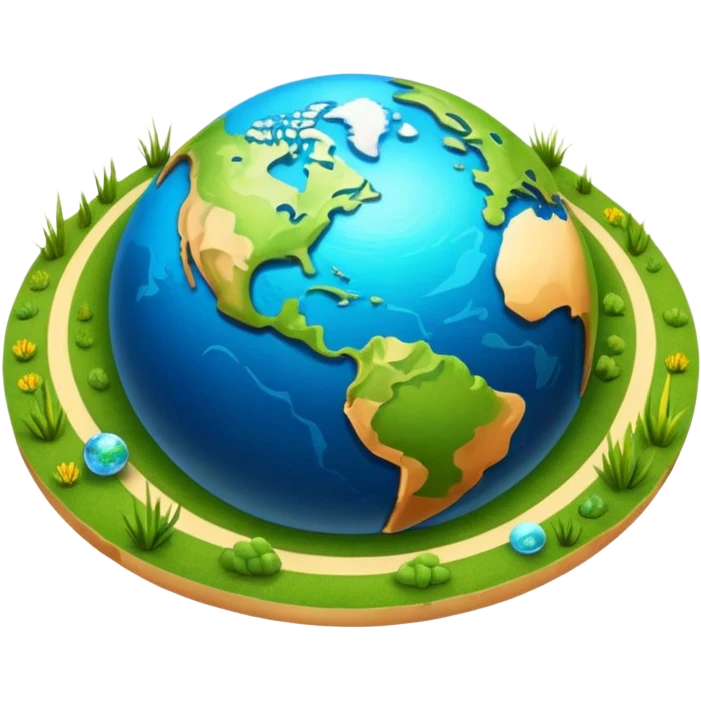 infinity 8 symbol stylised to symbolise earth, with desert, grass, cities, oceans emoji